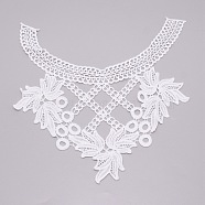 Milk Silk Embroidered Floral Lace Collar, Neckline Trim Clothes Sewing Applique Edge, White, 358x310x1mm(DIY-WH0260-10A)