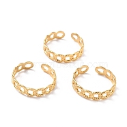 Ion Plating(IP) 304 Stainless Steel Finger Rings, Cuff Rings, Long-Lasting Plated, Textured Curb Chain Shape, Golden, US Size 7 3/4(17.9mm), 5mm(RJEW-L102-04G)