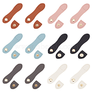 WADORN 12 Sets 6 Colors Purse Locks, PU Leather Bag Sew on Snap Closure, with Iron Button, Mixed Color, 11x2.5x0.16~0.7mm & 29.5x25.5x1.5mm, Hole: 1.2mm, 2pcs/set, 2 sets/color(FIND-WR0009-58)
