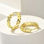 Brass Clear Cubic Zirconia Hoop Earrings, Hollow Heart, Real 18K Gold Plated, 17x3.8mm(EJEW-M047-18G)