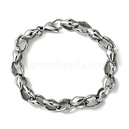 304 Stainless Steel Rhombus Link Chain Bracelets for Women Men, Antique Silver, 9-1/4 inch(23.5cm)(BJEW-C063-09AS)