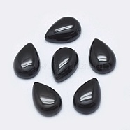 Natural Black Agate Cabochons, teardrop, 10x7x3mm(G-P384-N05)