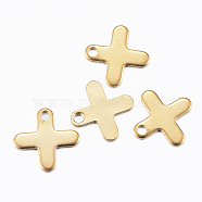 Ion Plating(IP) 304 Stainless Steel Charms, Greek Cross, Golden, 12x12x0.8mm, Hole: 1.5mm(X-STAS-H392-02G)