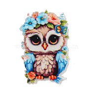 Animal Theme Double-sided Printed Acrylic Pendants, Owl, 40x26x2mm, Hole: 1.6mm(OACR-L017-04E)