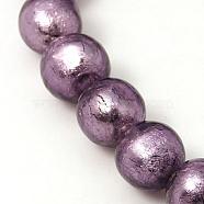 Handmade Silver Foil Glass Beads, Round, Purple, 10mm, Hole: 2mm(X-FOIL-G019-10mm-04)
