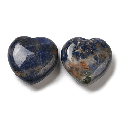 Natural Sodalite Healing Stones, Heart Love Stones, Pocket Palm Stones for Reiki Ealancing, 30x30x11.5~12.5mm(G-G020-01G)