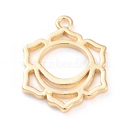 Brass Pendants, Chakra, Svadhisthana, Long-Lasting Plated, Hollow, Flower, Real 18K Gold Plated, 16x12.5x1mm, Hole: 1.2mm(KK-K241-20G)