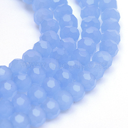 Imitation Jade Glass Bead Strands, Faceted(32 Facets) Round, Cornflower Blue, 8mm, Hole: 1mm, about 72pcs/strand, 21.2 inch(GLAA-R166-8mm-03D)