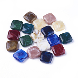 Acrylic Beads, Imitation Gemstone Style, Rhombus, Mixed Color, 23x23.5x7mm, Hole: 1.8mm(X-OACR-T007-10-M)