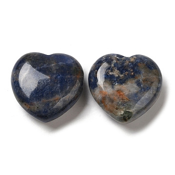 Natural Sodalite Healing Stones, Heart Love Stones, Pocket Palm Stones for Reiki Ealancing, 30x30x11.5~12.5mm