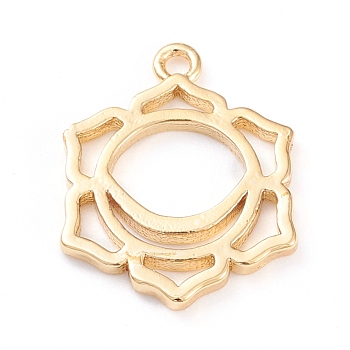 Brass Pendants, Chakra, Svadhisthana, Long-Lasting Plated, Hollow, Flower, Real 18K Gold Plated, 16x12.5x1mm, Hole: 1.2mm