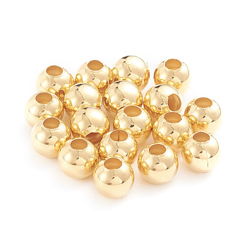304 Stainless Steel Beads, Hollow Round, Golden, 8x7.5mm, Hole: 2.5~3mm, 200pcs/bag