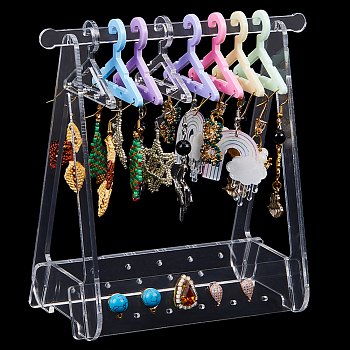 1 Set Coat Hanger Removable Acrylic Earring Displays, with 8Pcs Hangers, for Jewelry Display Supplies, Mixed Color, Finished Product: 13.5x8.3x15cm