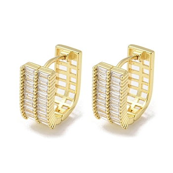 Rack Plating Brass Micro Pave Cubic Zirconia Hoop Earrings for Women, Long-Lasting Plated, Lead Free & Cadmium Free, Real 18K Gold Plated, 20x10.5mm