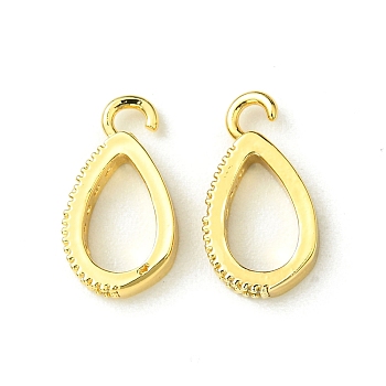 Brass Micro Pave Clear Cubic Zirconia Pendants, Teardrop, Real 18K Gold Plated, 16x3x9mm, Hole: 2mm
