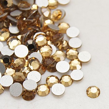 Glass Flat Back Rhinestone, Grade A, Back Plated, Faceted, Half Round, Light Colorado Topaz, SS6, 1.9~2mm, 1440pcs/bag