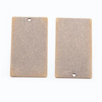 Metal Tags, Brass Stamping Blank Tag Pendants, Rectangle, Antique Bronze, 32x18x0.5mm, Hole: 1mm
