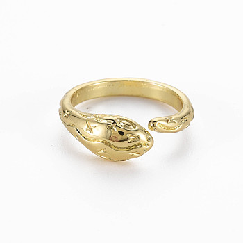 Snake Shape Rack Plating Alloy Cuff Rings, Open Rings, Cadmium Free & Lead Free, Light Gold, US Size 7(17.3mm)