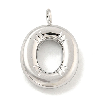 Non-Tarnish 304 Stainless Steel Pendants, Letter Charm, Stainless Steel Color, Letter O, 17x11.5x3mm, Hole: 2mm