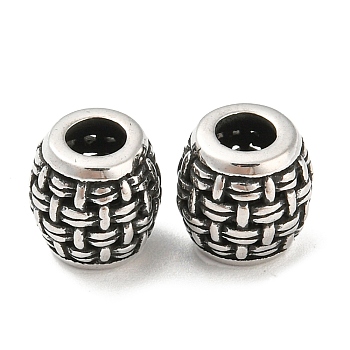 316 Surgical Stainless Steel  Beads, Barrel, Antique Silver, 9.5x9.5mm, Hole: 4mm