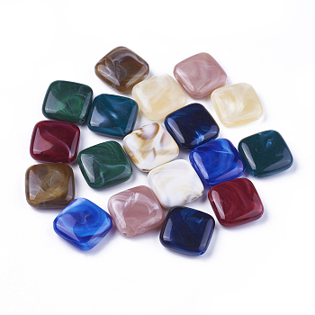 Acrylic Beads, Imitation Gemstone Style, Rhombus, Mixed Color, 23x23.5x7mm, Hole: 1.8mm