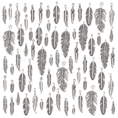 Antique Silver Feather Alloy Pendants