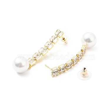 Clous d'oreilles pendants en cristal avec strass et perle d'imitation(EJEW-C037-02A-LG)-2