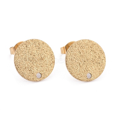 Golden Flat Round 304 Stainless Steel Stud Earring Findings