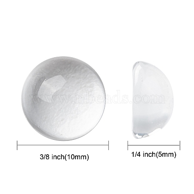 透明な半円形のガラスカボション(GGLA-R027-10mm)-2