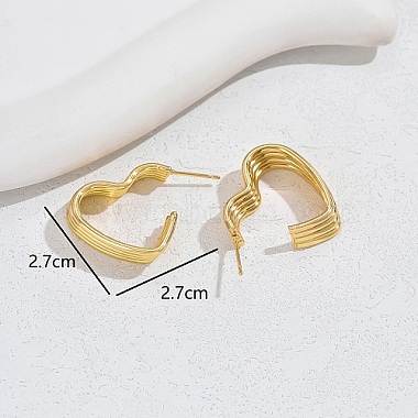 Brass Heart Stud Earrings(XG2436)-4