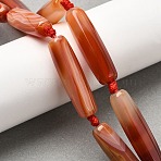 Natural Dyed & Heated Red Agate Beads Strands, Faceted Oval, 35x9mm, Hole: 1.4mm, about 10pcs/strand, 15.75''(40cm)(G-T151-A02-02A)