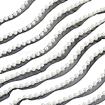 5Yards Polyester with Plastic Pearl Ribbon, Lace Trim, Clothes Accessories, with 1Pc Cardboard Display Card, Black, 3/8 inch(10mm)(OCOR-CY0004-14A)