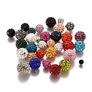 Pave Disco Ball Beads, Polymer Clay Rhinestone Beads, Grade A, Round, Mixed Color, 4.3~11.5x4.3~11.5mm, Hole: 1~1.6mm(RB-XCP0001-01)