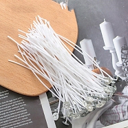 Pre-Waxed Cotton Core Wicks, with Metal Sustainer Tabs, for DIY Candle Making, White, 15~15.5x0.15cm, about 100pcs/bag(CAND-PW0001-119F)