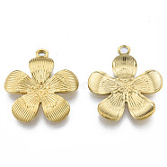 Ion Plating(IP) 304 Stainless Steel Pendants, Flower, Real 18K Gold Plated, 27x24.5x3mm, Hole: 1.8mm(STAS-N098-192LG)
