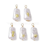 ABS Plastic Imitation Pearl Pendants, with Alloy Cabochons and Eco-Friendly Copper Wire, Mixed Shapes, 22.5~23x10~10.5x5.5~6mm, Hole: 1.8~2mm, about 5Pcs/Set(PALLOY-JF02601-03)