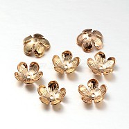Rack Plating 5-Petal Brass Bead Caps, Golden, 12~16.5x3~7mm, Hole: 0.5mm(KK-M133-04-RS)