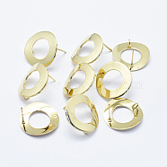 Brass Stud Earring Findings, with Loop, Long-Lasting Plated, Real 18K Gold Plated, Nickel Free, Ring, 18mm, Hole: 2.5mm, Pin: 0.5mm(X-KK-G331-23G-NF)