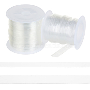 2 Rolls 2 Styles Invisible Stretchy TPU Plastic Transparent Elastic Strap, with Spool, for DIY Bra Lingerie Swimwear, Clear, 6~10x0.2~0.3mm, about 1 roll/style(EW-NB0001-09)