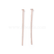 Brass Flat Head Pins, Cadmium Free & Lead Free, Rose Gold, 20~21mm, Head: 1.8mm, Pin: 0.6mm, 22 Gauge(KK-WH0058-03A-RG)