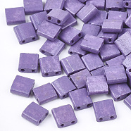 2-Hole Baking Paint Glass Seed Beads, Rectangle, Medium Purple, 5x4.5~5.5x2~2.5mm, Hole: 0.5~0.8mm(SEED-S023-17C-13)