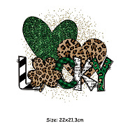 Saint Patrick's Day Theme PET Sublimation Stickers, Heat Transfer Film, Iron on Vinyls, for Clothes Decoration, Word, 213x220mm(PW-WG34539-06)