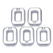 Opaque Spray Painted Acrylic Linking Rings, Quick Link Connectors, for Cross Chains Making, Rectangle, Silver, 41.5x32x8.5mm, Inner Diameter: 23.5x11.5mm, about 63pcs/500g(OACR-S021-72A-B02)