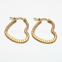 Heart 304 Stainless Steel Hoop Earrings, Hypoallergenic Earrings, Golden, 27x23x2mm, Pin: 1x0.5mm(X-EJEW-N034-29)