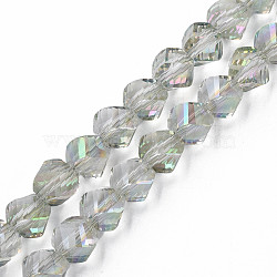 Electroplate Transparent Glass Beads Strands, Faceted, Nuggets, Light Green, 8x7mm, Hole: 1.4mm, about 72pcs/strand, 20.08 inch(51cm)(EGLA-N002-39-C04)