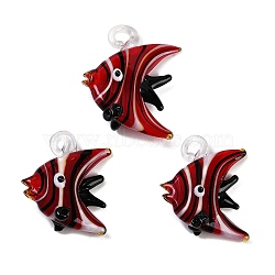 Handmade Lampwork Pendants, Sea Animals Charms, Fish, 29~31x23~25x10~12mm, Hole: 2.5~4mm(LAMP-I027-05B)