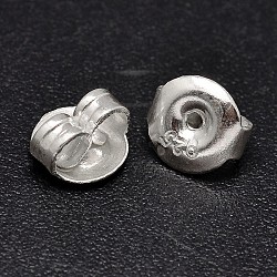 Earring Findings 925 Sterling Silver Ear Nuts, Silver, 6.8x4mm, Hole: 1mm, about 54pairs/20g(STER-F015-01)