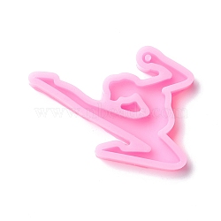 Dancer Pendant Silicone Molds, Resin Casting Molds, for UV Resin & Epoxy Resin Jewelry Making, Hot Pink, 42.5x60x6mm, Hole: 2mm(DIY-F104-03)