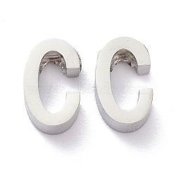 Tarnish Resistant 304 Stainless Steel Charms, Alphabet, Stainless Steel Color, Letter.C, 8x5x3mm, Hole: 1.8mm(STAS-K216-41C-P)