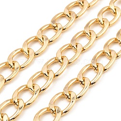 Oxidation Aluminum Cuban Link Chains, Unwelded, with Spool, Golden, 21x15x3mm, about 32.81 Feet(10m)/Roll(CHA-D001-11G)